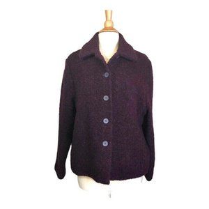 Eileen Fisher Wool Coat Jacket S Boucle Purple